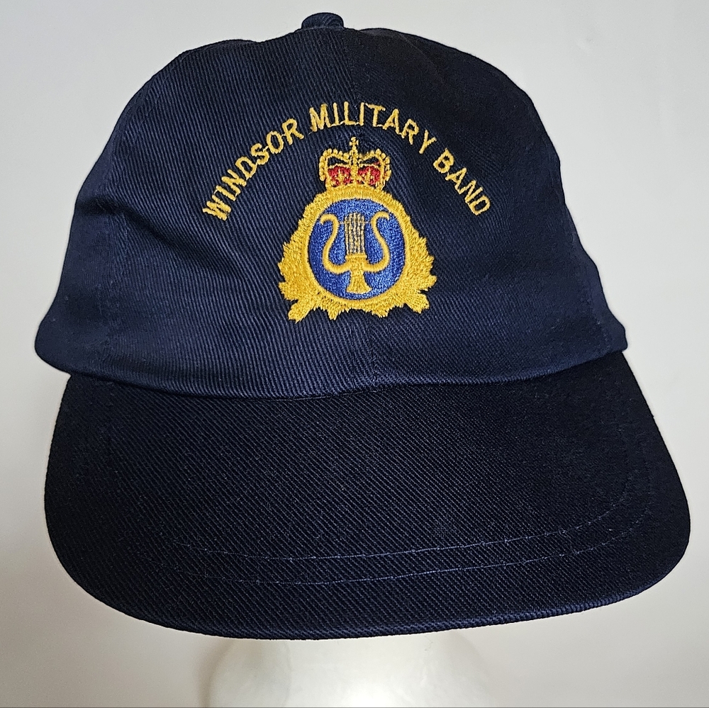 Windsor Military Band Cap Hat Ontario Canada Logo Embroidered Adjustable Blue